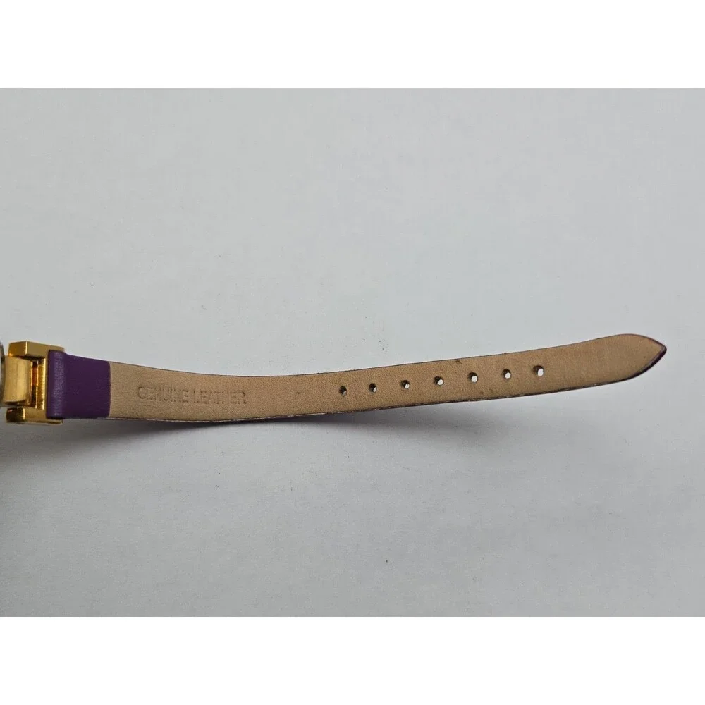 SO & CO New York Womens Studio 34mm Purple Gold Tone Leather Watch New Battery